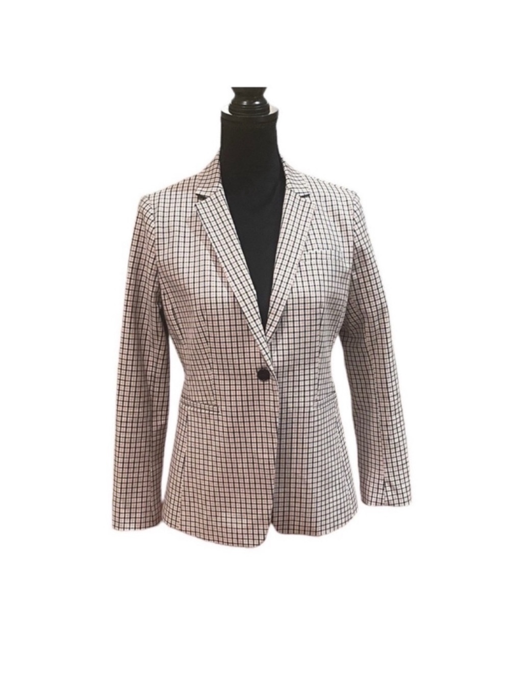 Banana Republic long & lean preppy check print light academia blazer size 6P